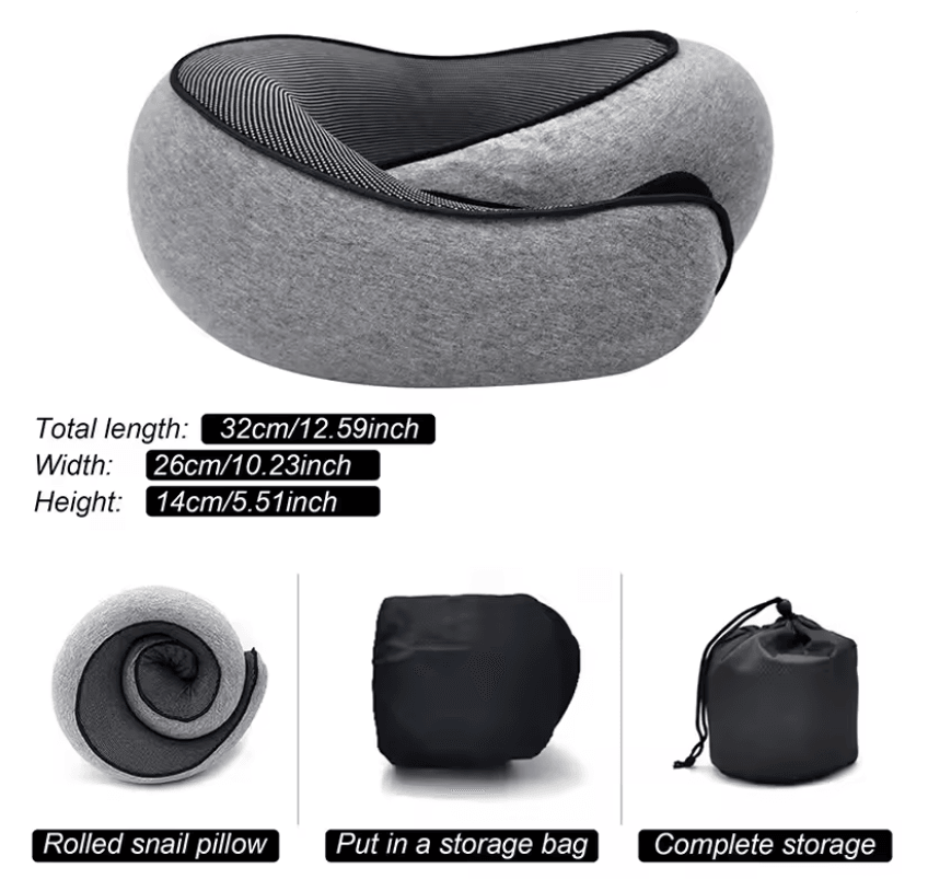 Memory Foam Travel Neck Pillow With Adjustable UShaped Snail Design 1