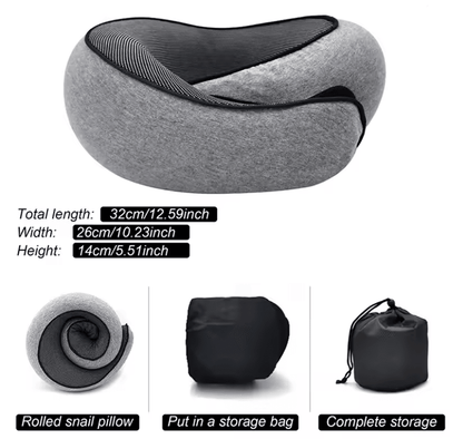 Memory Foam Travel Neck Pillow With Adjustable UShaped Snail Design 1