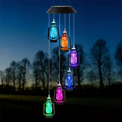 Retro Solar Wind Chime Kerosene Lamp, Color-Changing Hanging Lantern for Porch, Garden & Courtyard Decoration