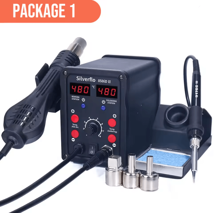 2 In 1 Silverflo 8586D Hot Air And Soldering Station With Dual Digital Display 2