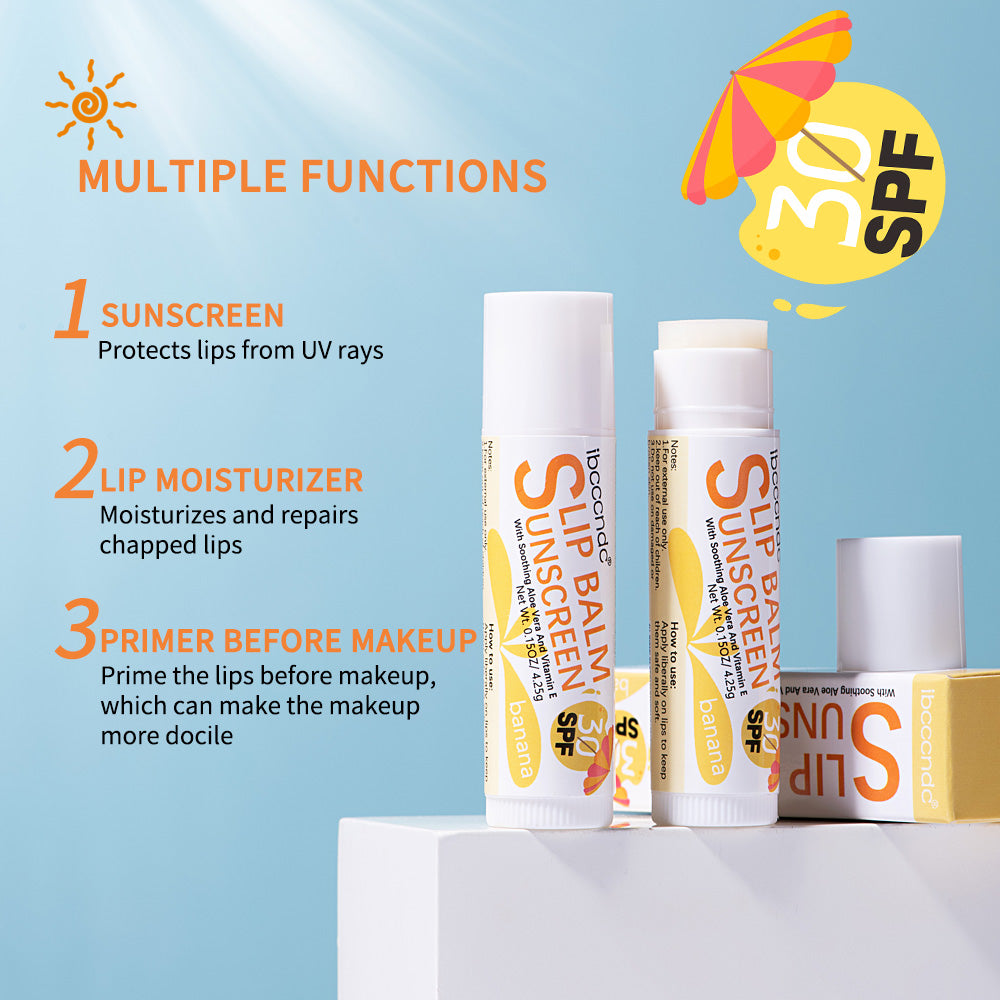 SPF 30 Sunscreen Lip Balm, UVA & UVB Protection, Moisturizing Colorless Lipstick for Healthy Lips