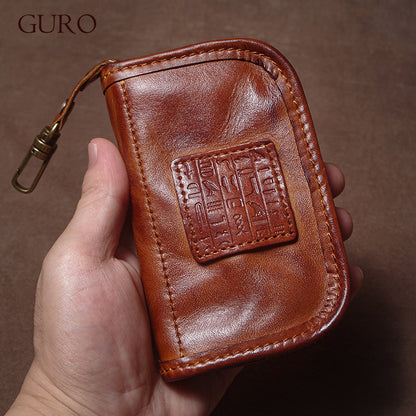 GURO Luxury Genuine Leather Key Case Organizer, Multipurpose Wallet Coin Purse, Card Holder for Men Women