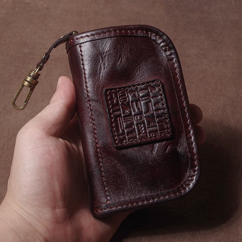 GURO Luxury Genuine Leather Key Case Organizer, Multipurpose Wallet Coin Purse, Card Holder for Men Women