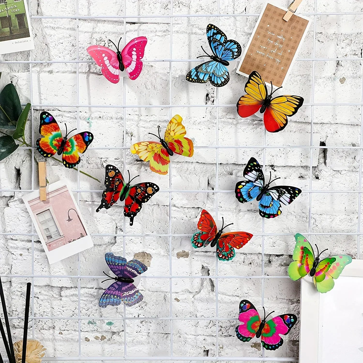 10pcs 3D LED Butterfly Night Light Stickers, Single, Double Wall Lights for Garden, Backyard, Lawn, Party, Festive Decor