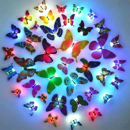 10pcs 3D LED Butterfly Night Light Stickers, Single, Double Wall Lights for Garden, Backyard, Lawn, Party, Festive Decor