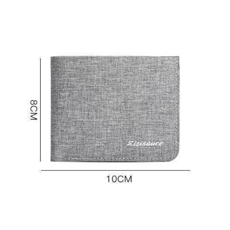 Men Canvas Wallet Black Blue Gray, Credit Card Holder, ID Bank Organizer Short Purse for Cash Cards and Photos