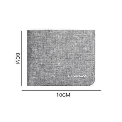 Men Canvas Wallet Black Blue Gray, Credit Card Holder, ID Bank Organizer Short Purse for Cash Cards and Photos