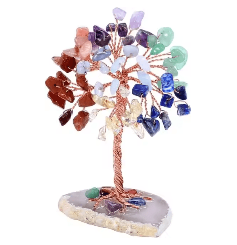 Mini Gemstone Crystal Tree With Agate Base For Abundance And Decor 3