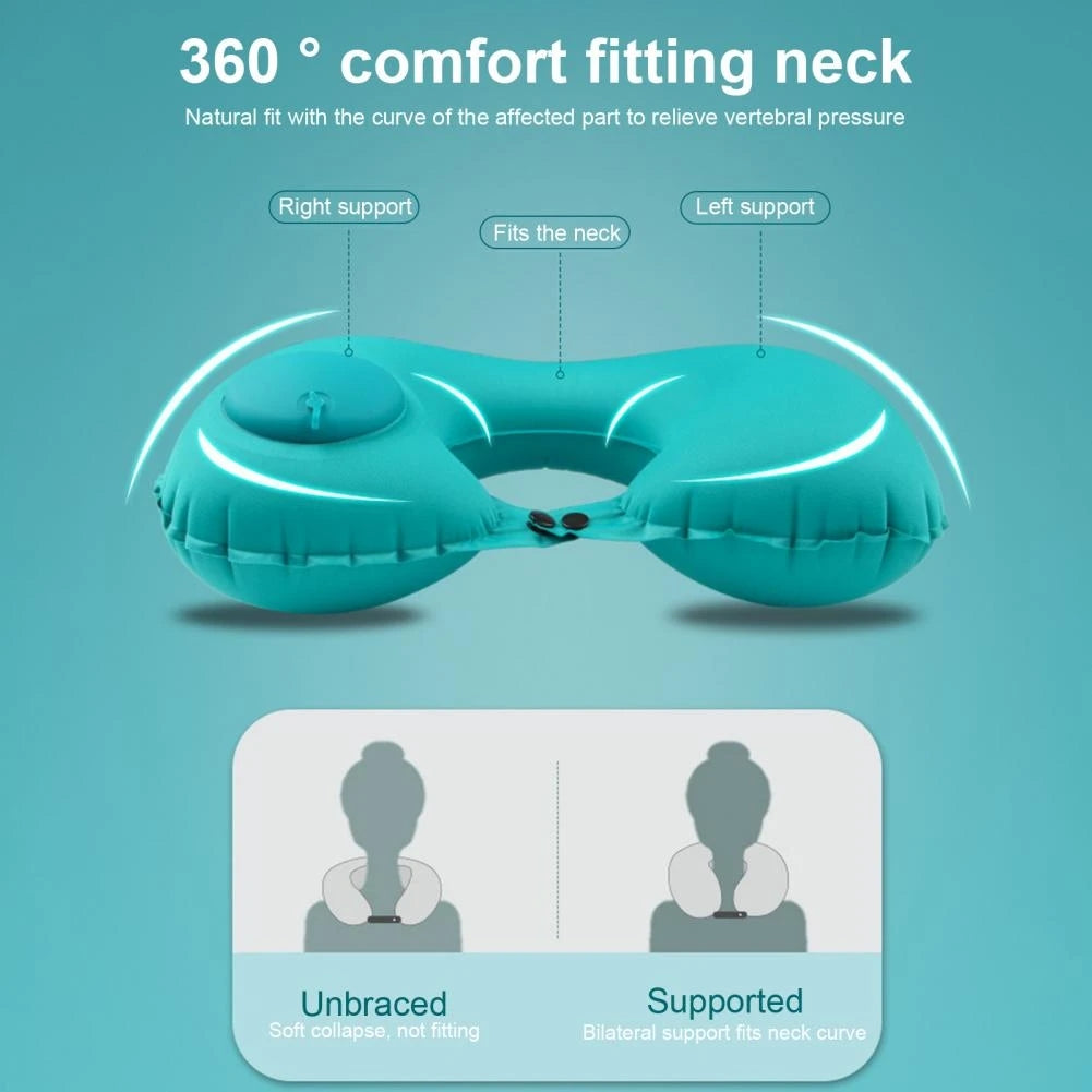 UShape Travel Pillow For Airplane Car  Outdoor Portable Foldable  FastInflating Comfort Pillow 2