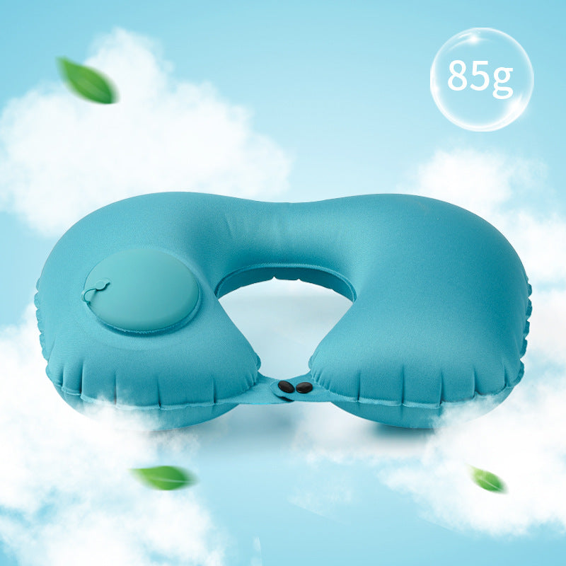 U-Shape Travel Pillow for Airplane, Car & Outdoor, Portable, Foldable & Fast-Inflating Comfort Pillow