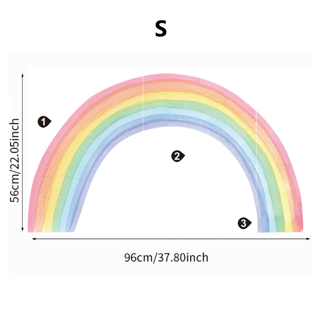 Large Rainbow Pastel Wall Stickers Mural, Nursery Kids Room Wall Decals, Baby Shower Playroom Decorations, Baby Boy Girl