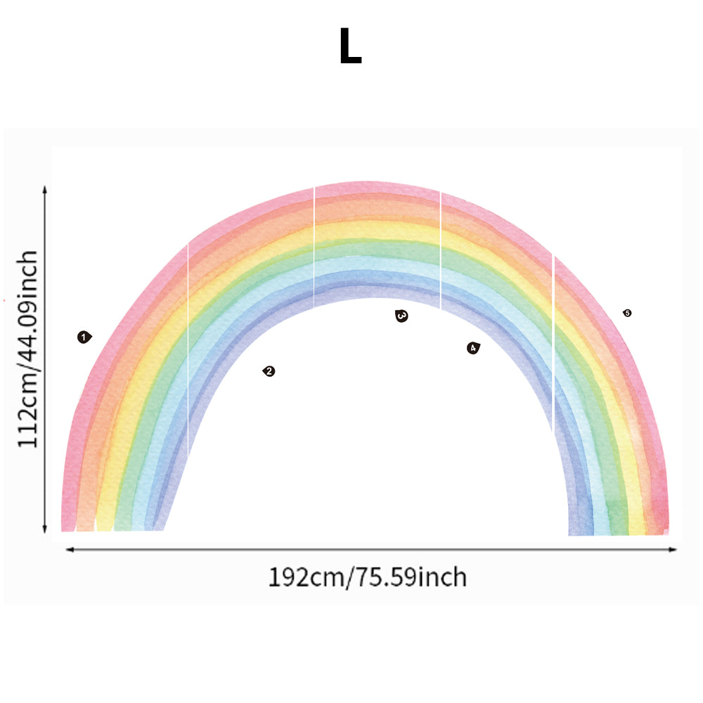 Large Rainbow Pastel Wall Stickers Mural, Nursery Kids Room Wall Decals, Baby Shower Playroom Decorations, Baby Boy Girl