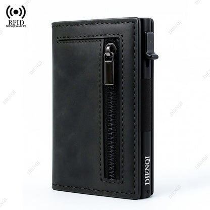 RFID Blocking Magnetic Credit Card Holder, Pop Up Luxury Men Wallet, Leather Minimalist Cardholder Vallet for Men