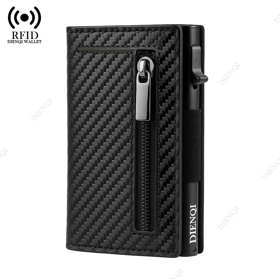 RFID Blocking Magnetic Credit Card Holder, Pop Up Luxury Men Wallet, Leather Minimalist Cardholder Vallet for Men