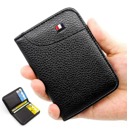 PU Leather Mini ID Credit Card Wallet for Men, Slim Portable Small Wallet, Thin Soft Card Holder Purse