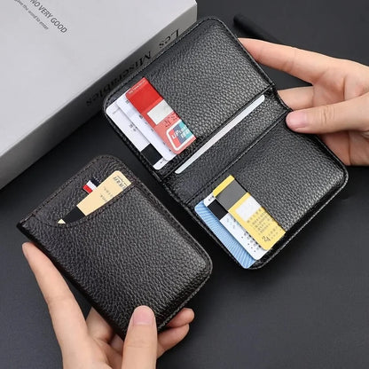 PU Leather Mini ID Credit Card Wallet for Men, Slim Portable Small Wallet, Thin Soft Card Holder Purse