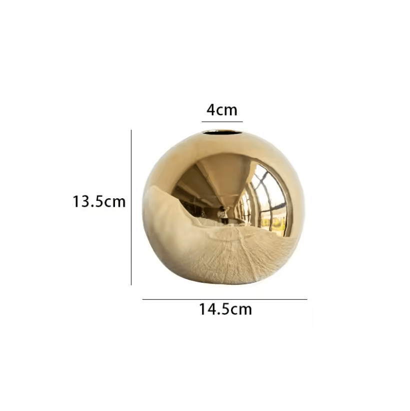 Modern Gold Ceramic Ball Vase For Home Decor And Flower Arrangements 5