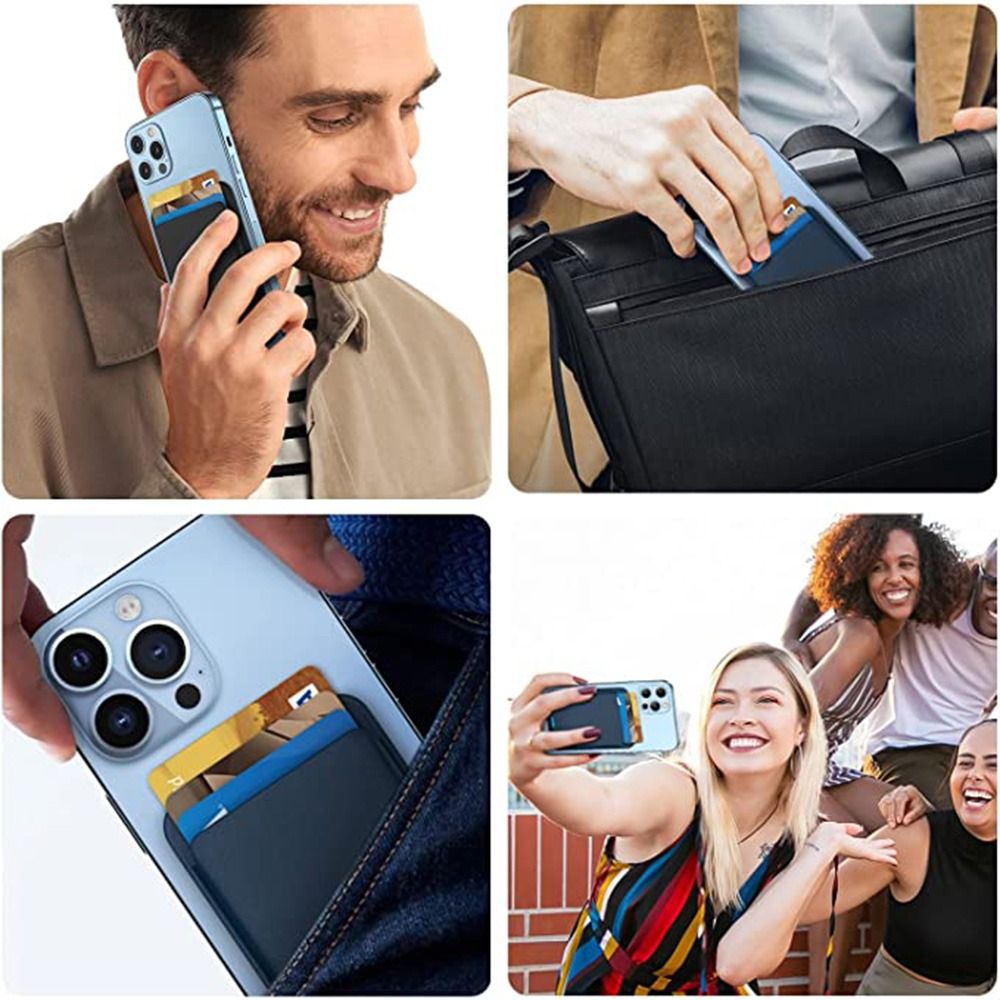 RFID Blocking Thin Wallet for iPhone 14 13, Magnetic Card Holder Wallet Stand, MagSafe ID Card Holder Case