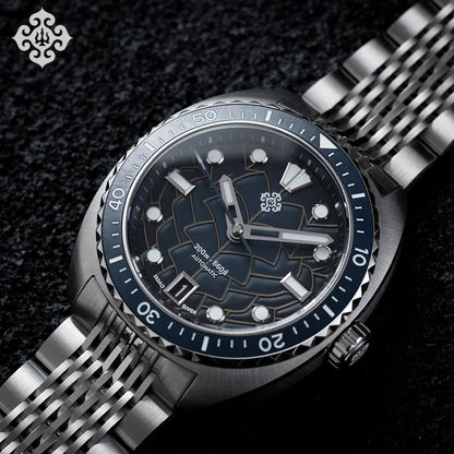 New Men Automatic Mechanical Watch, Dragon Scale Pattern Diving Watch, 20Bar Stainless Steel BWG 9 reloj hombre