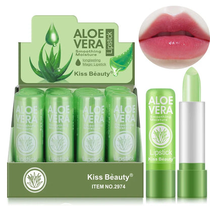 Aloe Vera Moisturizing Lipstick, Lasting Nutritional Repair Lipsticks with Color Changing & Waterproof Formula
