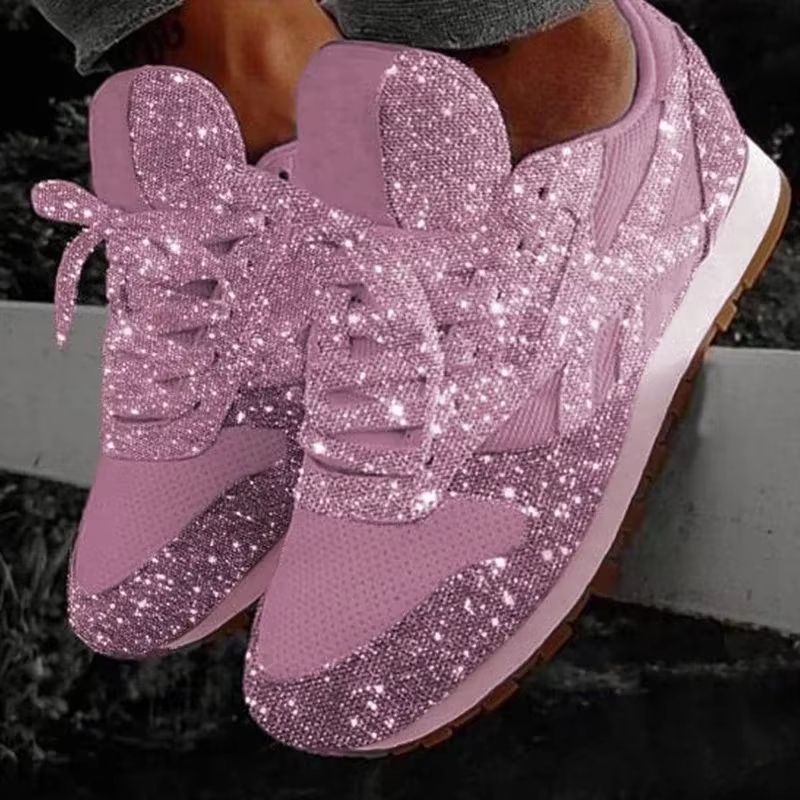 Womens Bling Mesh Platform Sneakers Casual LaceUp Vulcanized Shoes For Outdoor Fashion 1