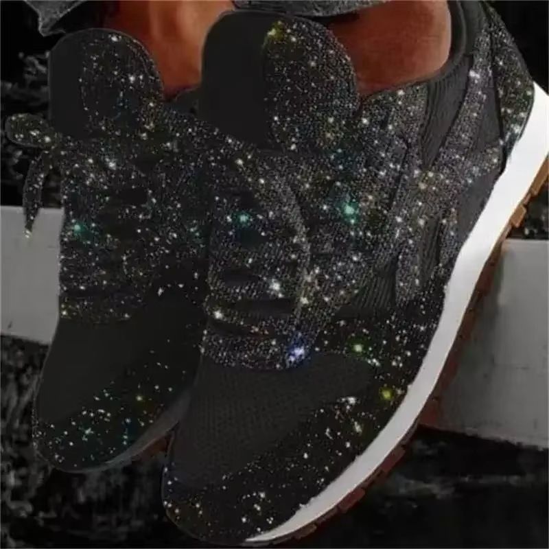 Womens Bling Mesh Platform Sneakers Casual LaceUp Vulcanized Shoes For Outdoor Fashion 3
