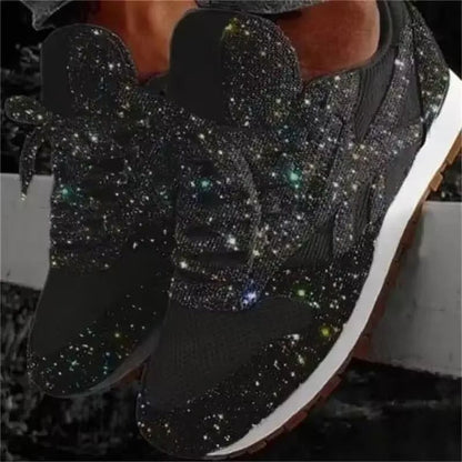 Womens Bling Mesh Platform Sneakers Casual LaceUp Vulcanized Shoes For Outdoor Fashion 3
