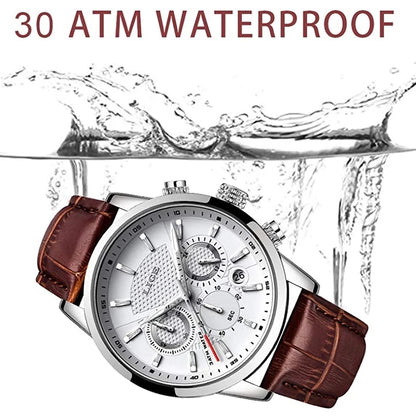 LIGE Watches Men Top Brand Luxury, Leather Quartz Sport Watch for Men, Business Clock, Waterproof Chronograph