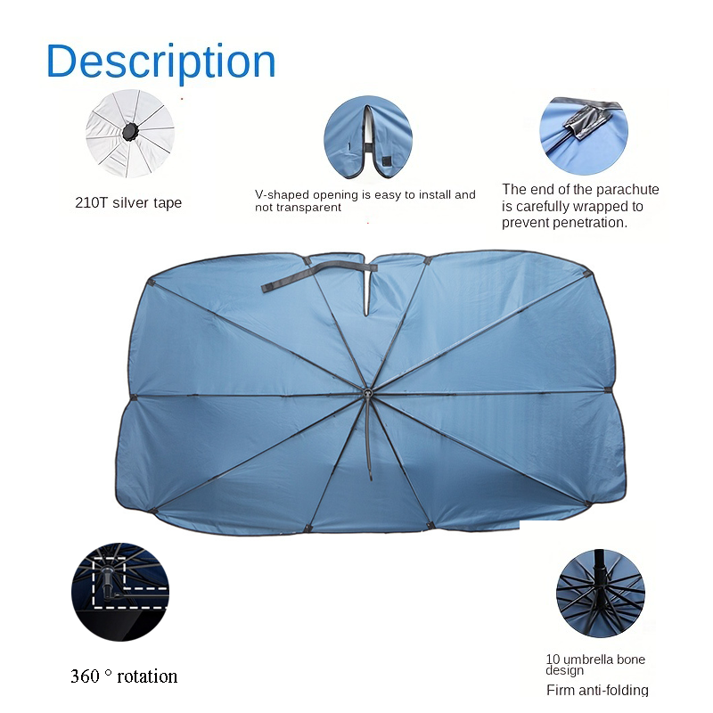 Premium Car Windshield Sunshade With 360 Rotation  UV Protection  Bendable Handle For Summer 3