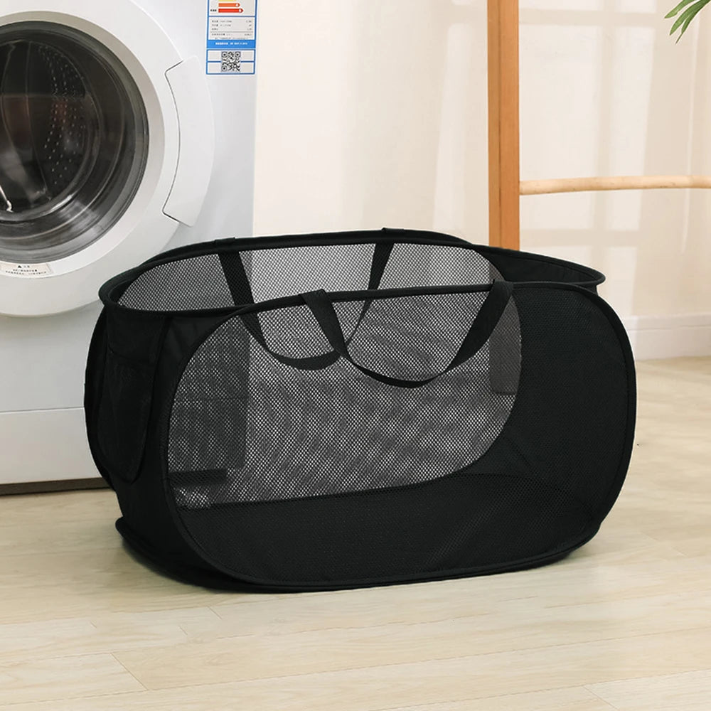 Horizontal Foldable Laundry Basket Large Capacity Mesh Cloth Breathable Laundry Hamper, Storage Baskets for Home