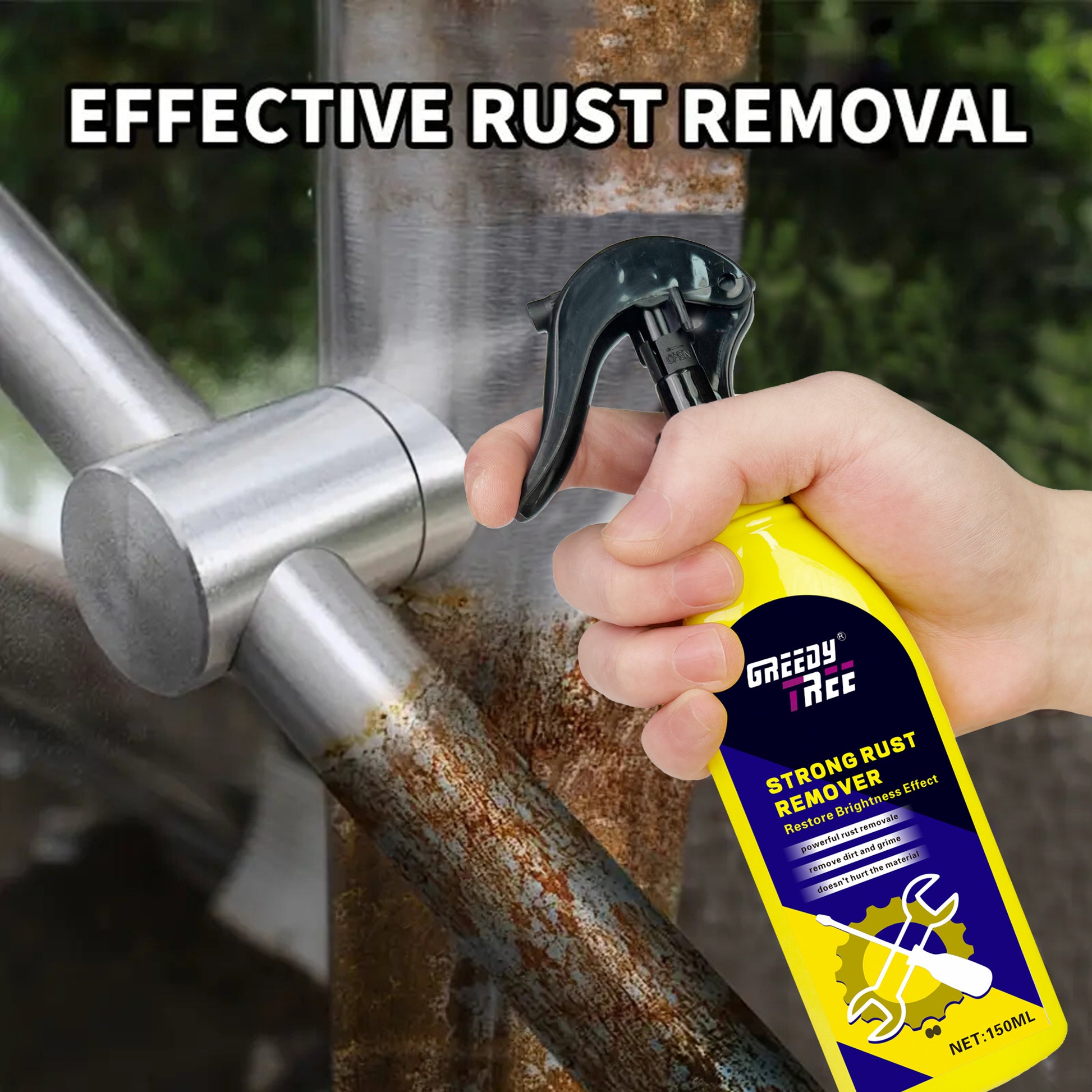 Multi-Purpose Rust Remover Spray – Strong Elimination of Rust & Iron Buildup | Ideal for Chrome, Paint & Automotive Care