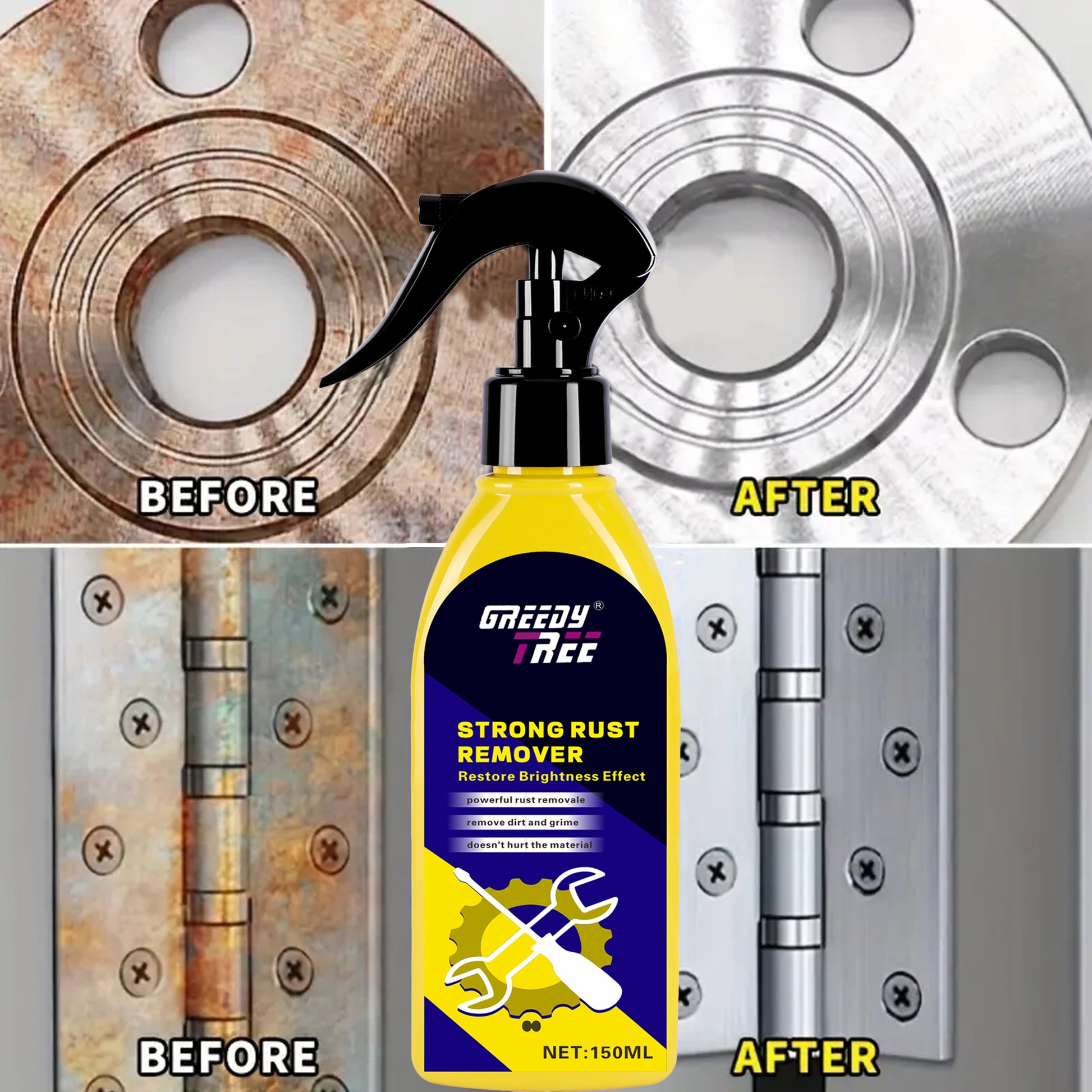 Multi-Purpose Rust Remover Spray – Strong Elimination of Rust & Iron Buildup | Ideal for Chrome, Paint & Automotive Care