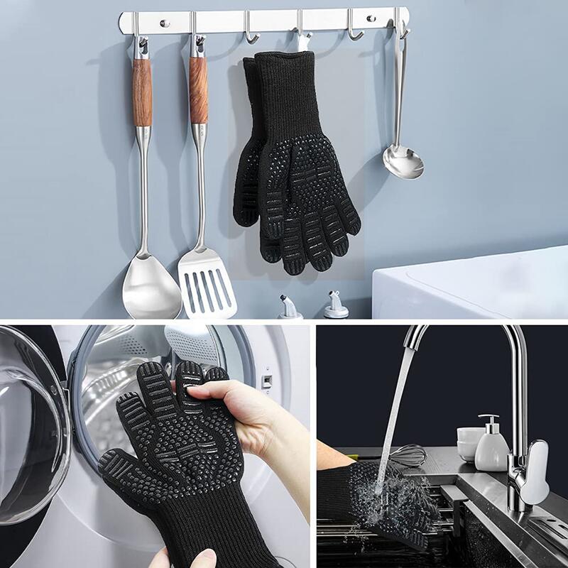 Heat Resistant Grilling Gloves Silicone NonSlip BBQ Oven Mitts For Cooking Baking Welding 1