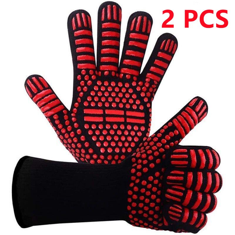Heat Resistant Grilling Gloves Silicone NonSlip BBQ Oven Mitts For Cooking Baking Welding 7
