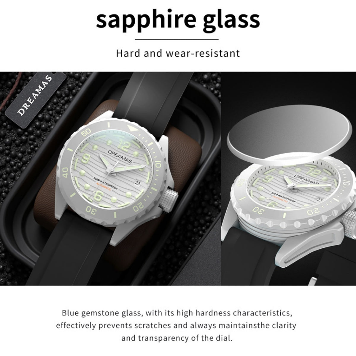 Mechanical Business Watch for Men, Waterproof Diving Watch, Japanese Movement, Stainless Steel Luxury Timepiece