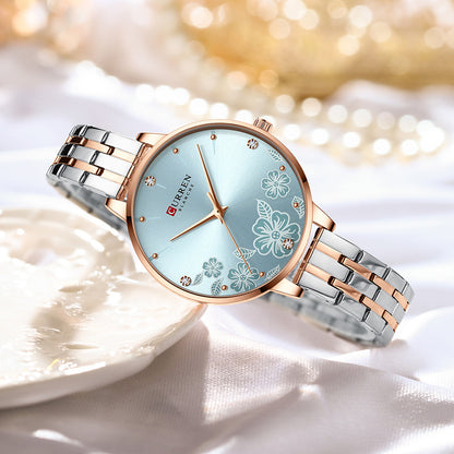 CURREN Fashion Women Watches Stainless Steel, Ultra Thin Quartz Watch for Women, Elegant Romantic Clock, Montre Femme