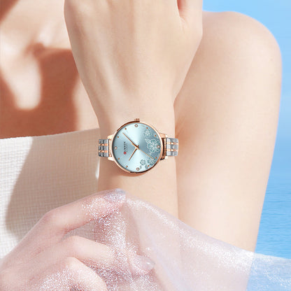 CURREN Fashion Women Watches Stainless Steel, Ultra Thin Quartz Watch for Women, Elegant Romantic Clock, Montre Femme