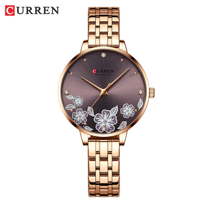 CURREN Fashion Women Watches Stainless Steel, Ultra Thin Quartz Watch for Women, Elegant Romantic Clock, Montre Femme