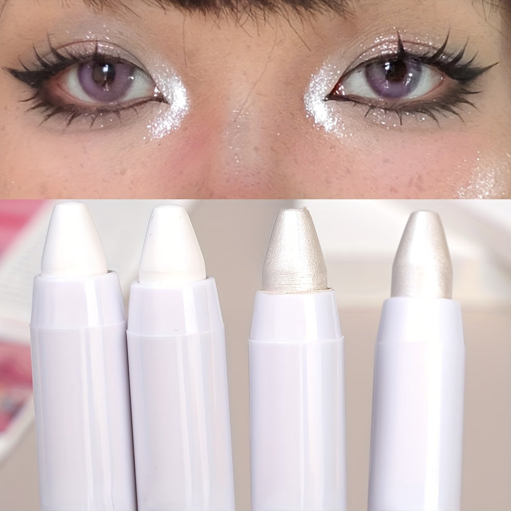 Shimmering Highlight Stick, Glitter White Eyeshadow Pencil for Bright Eyes, Dazzling Makeup Highlighter Cream