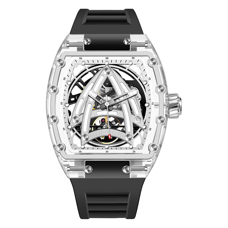 Luxury PINDU Men Mechanical Watch, Skeleton Design, Sapphire Glass, Waterproof Stainless Steel Automatic Wristwatch