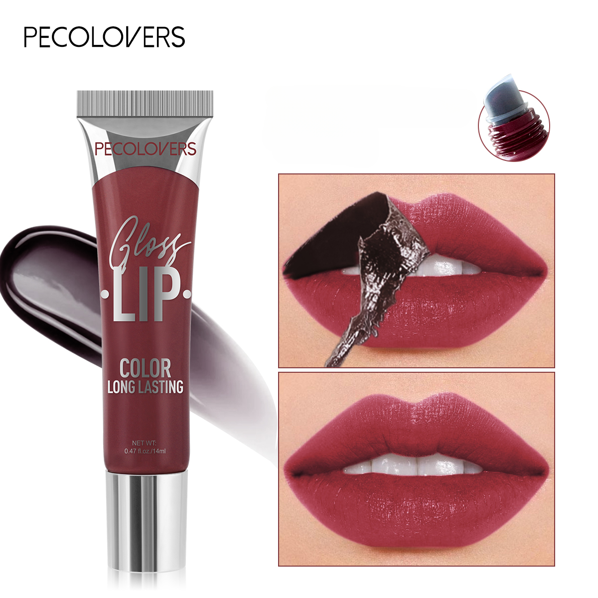 Peel off Tattoo Multi color Lip Gloss, Waterproof Long lasting Matte Lip Gloss, Red Contour Peel off Lip Cosmetics