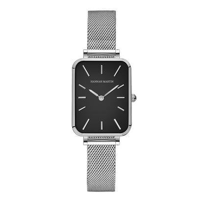 Rose Gold Square Women Mesh Strap Watch, Stainless Steel Case, Simple Fashion Japanese Movement Watch