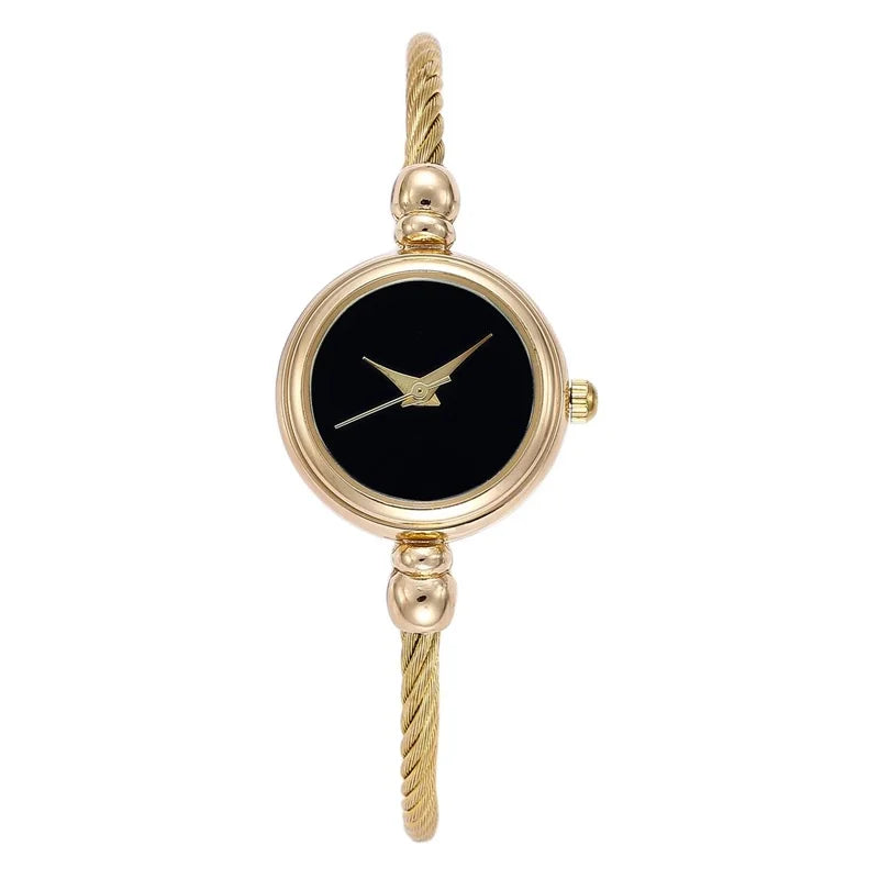 Stainless Steel Ladies Quartz Wristwatch, Women Simple Small Bracelet Watch, Retro Fashion Casual Design