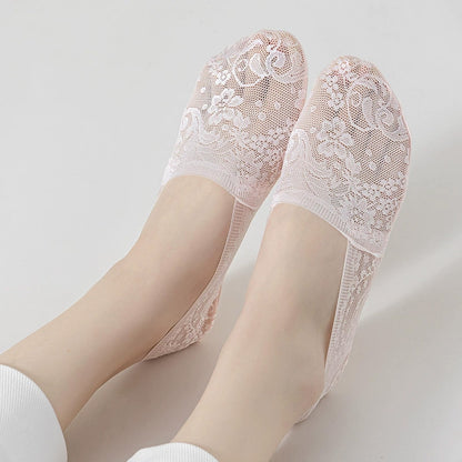 Women Summer Lace Invisible Socks Boat Mesh Thin Low Cut Socks With Silicone Grip AntiSlip No Show  1