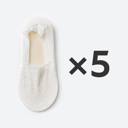 Women Summer Lace Invisible Socks Boat Mesh Thin Low Cut Socks With Silicone Grip AntiSlip No Show  8