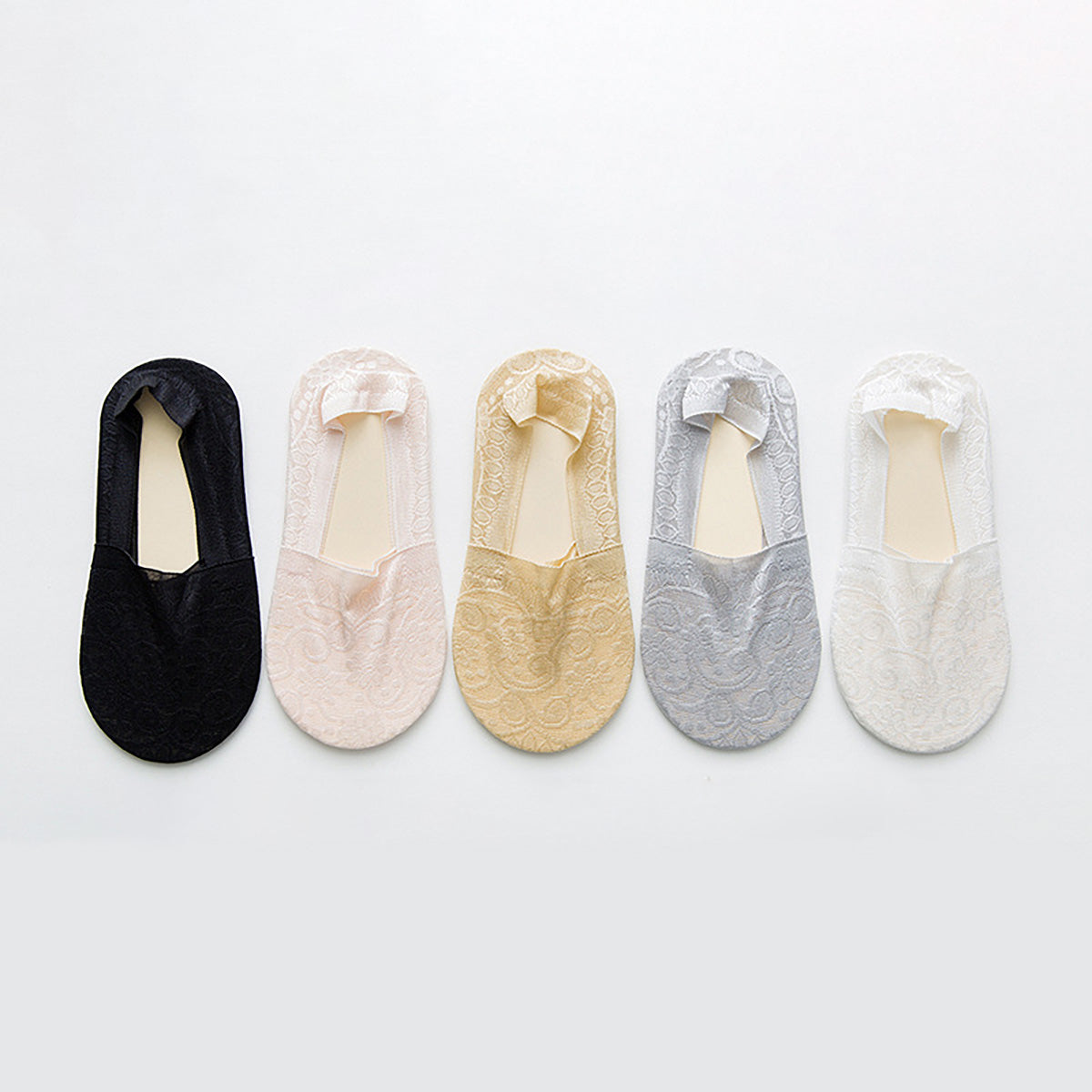 Women Summer Lace Invisible Socks Boat Mesh Thin Low Cut Socks With Silicone Grip AntiSlip No Show  11
