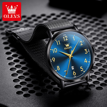 Top Brand OLEVS Men Fashion Quartz Watch, Digital Dial Waterproof Watch for Men, Auto Date Wristwatch Minimalist Style