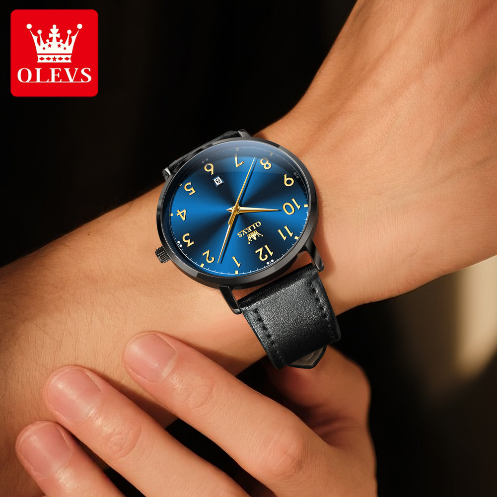 Top Brand OLEVS Men Fashion Quartz Watch, Digital Dial Waterproof Watch for Men, Auto Date Wristwatch Minimalist Style