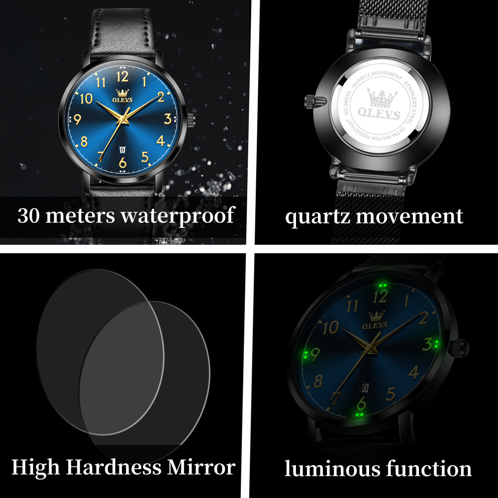 Top Brand OLEVS Men Fashion Quartz Watch, Digital Dial Waterproof Watch for Men, Auto Date Wristwatch Minimalist Style
