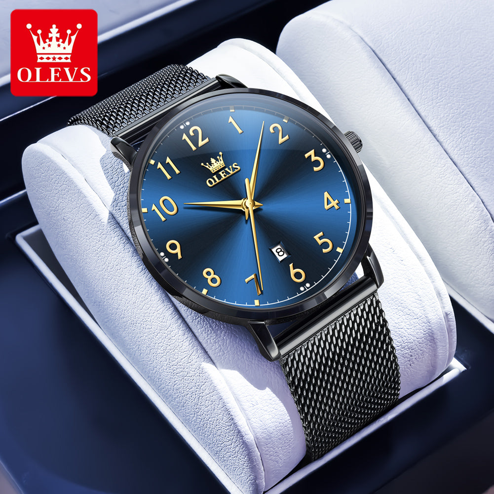 Top Brand OLEVS Men Fashion Quartz Watch, Digital Dial Waterproof Watch for Men, Auto Date Wristwatch Minimalist Style